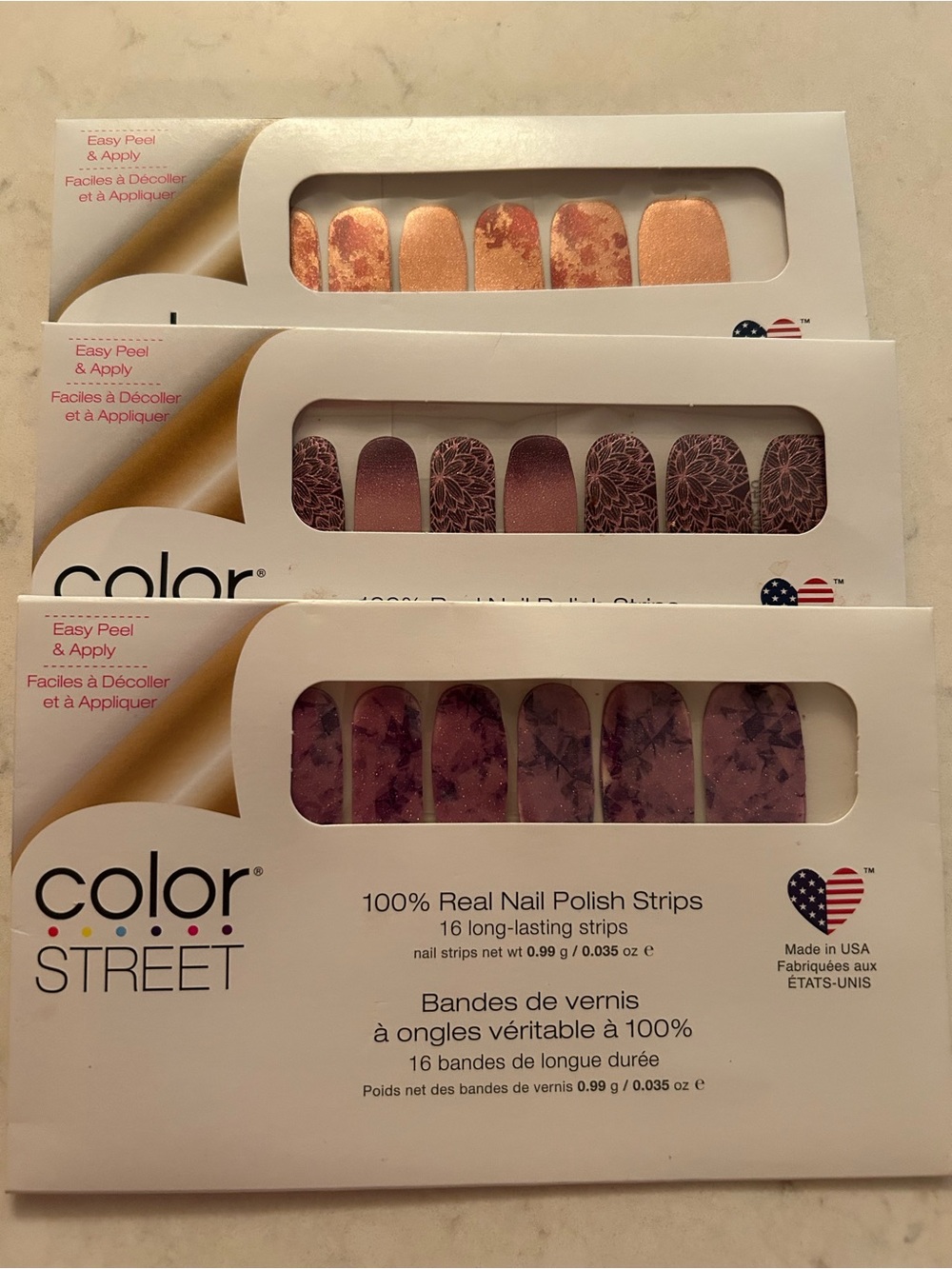 Color street Nail Polish strips! Three different designs for the price of one!